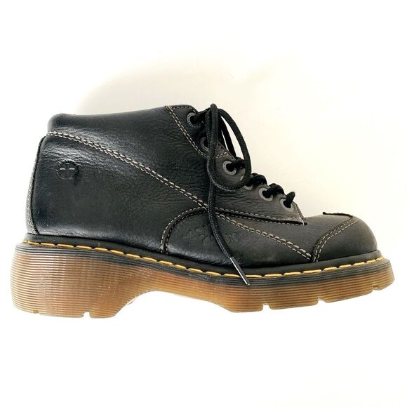 DR. MARTENS Vintage Y2K Black Leather 12278 Daisy Chunky Platform Ankle Boots